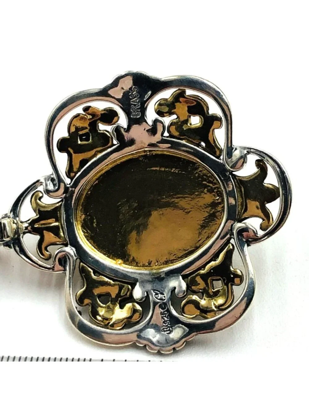 Carolyn Pollack Labradorite Brass Sterling Silver Pendant Enhancer - Picture 3 of 3